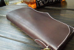 Handmade leather mens wallet bifold leather Long clutch wallet for men
