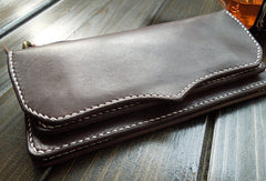 Handmade leather mens wallet bifold leather Long clutch wallet for men - EverHandmade