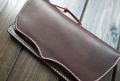 Handmade leather mens wallet bifold leather Long clutch wallet for men - EverHandmade