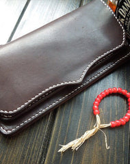 Handmade leather mens wallet bifold leather Long clutch wallet for men - EverHandmade