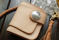 Handmade Leather billfold biker wallets trucker wallets chain leather Small leather Chain wallet for men - EverHandmade