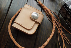 Handmade Leather billfold biker wallets trucker wallets chain leather Small leather Chain wallet for men - EverHandmade