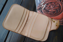 Handmade biker wallet trucker wallet Small chain wallet leather leather billfold wallet for men - EverHandmade