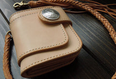 Handmade Leather billfold biker wallets trucker wallets chain leather Small leather Chain wallet for men