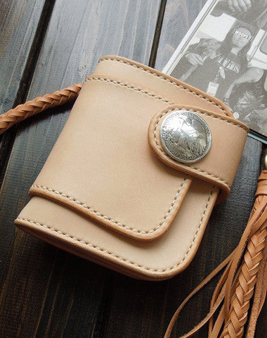 Handmade Leather billfold biker wallets trucker wallets chain leather Small leather Chain wallet for men - EverHandmade