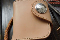 Handmade biker wallet trucker wallet Small chain wallet leather leather billfold wallet for men - EverHandmade