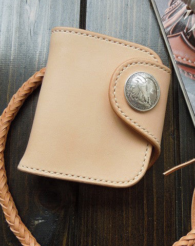 Handmade biker wallet trucker wallet Small chain wallet leather leather billfold wallet for men - EverHandmade