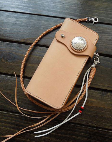 Handmade biker wallet chain leather bifold trucker wallet purse Long wallet for men - EverHandmade