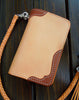 Handmade biker wallet chain beige leather bifold biker wallet billfold wallet purse for men - EverHandmade