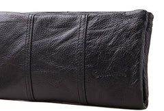 Handmade Vintage Bifold Coffee Leather Long wallet clutch bag For Men Zipper holder - EverHandmade