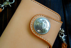 Handmade leather chain biker wallet bifold trucker wallets Chain Long wallet for men