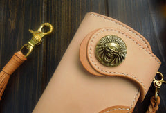 Handmade biker wallet chain leather bifold trucker wallet Long wallet purse for men - EverHandmade