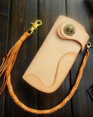 Handmade biker wallet chain leather bifold trucker wallet Long wallet purse for men - EverHandmade