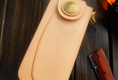 Handmade biker wallet chain beige leather bifold biker wallet Long wallet purse for men