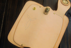 Handmade biker wallet chain beige leather bifold biker wallet Long wallet purse for men