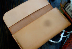 Handmade wallet leather long natural leather Long clutch wallet for women