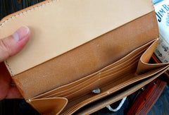 Handmade wallet leather long natural leather Long clutch wallet for women