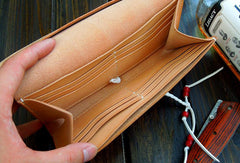 Handmade wallet leather long natural leather Long clutch wallet for women