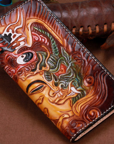 Custom hand painted leather buddha handbag purse