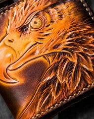 Handmade Leather Tooled Eagle Mens Small Wallet Cool Leather Wallet billfold Wallet for Men