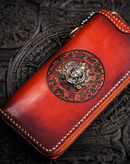 Handmade Leather Tibetan Mens Biker Chain Wallets Cool Long Chain Wallets for Men