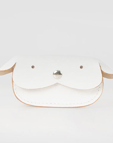 Handmade leather white dog cute billfold coin change wallet card wallet for women - EverHandmade