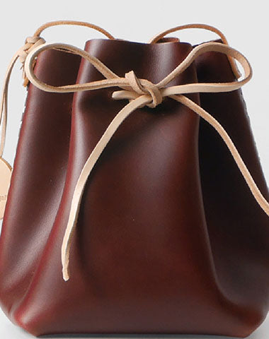 Handmade Leather bucket cute bag purse shoulder bag small phone crossbody bag - EverHandmade