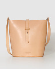 Handmade Leather shoulder bag bucket bag beige for women leather shoulder bag - EverHandmade