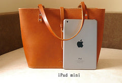 Handmade vintage womens beige leather tote bag handbags purse for women - EverHandmade