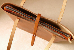 Handmade vintage womens beige leather tote bag handbags purse for women - EverHandmade