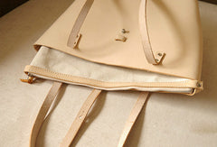 Handmade vintage womens beige leather tote bag handbags purse for women - EverHandmade