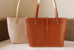 Handmade vintage womens beige leather tote bag handbags purse for women - EverHandmade