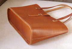 Handmade vintage womens beige leather tote bag handbags purse for women - EverHandmade
