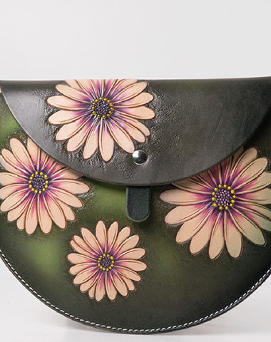 Handmade Leather crossbody purse bag clutch green purse for women leather bag - EverHandmade