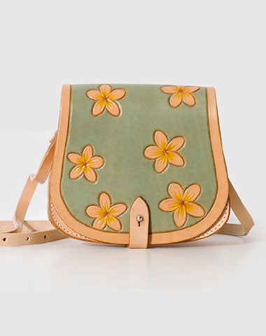 Handmade Leather floral saddle bag shoulder purse for women leather shoulder bag - EverHandmade