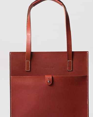 Handmade Leather handbag shoulder tote bag red for women leather shopper bag