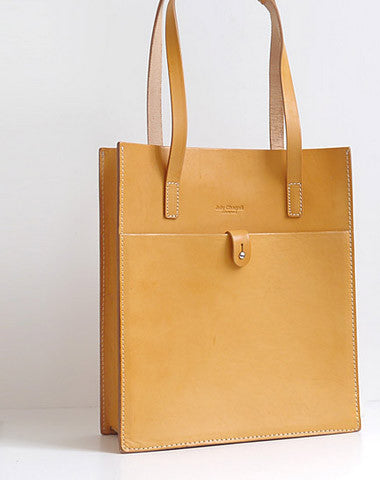 Handmade Leather handbag shoulder tote bag yellow red brown for women leather shopper bag - EverHandmade