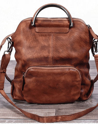 Genuine Handmade Vintage Leather Backpack Bag Shoulder Bag Women Leather Purse - EverHandmade