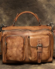 Genuine Handmade Vintage Leather Message Bag Handbag Shoulder Bag Women Leather Purse - EverHandmade
