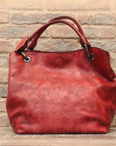 Handmade Leather Handbag Vintage Shoulder Bag Tote For Women Leather Shopper Bag