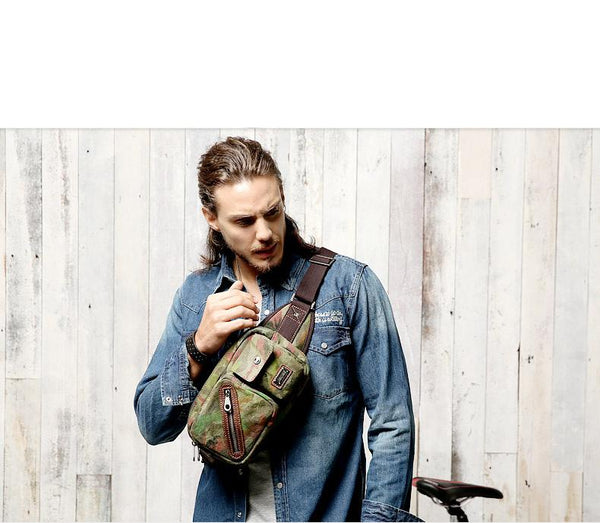 Yellow Camouflage Canvas Fanny Packs Men's Chest Bag Canvas Hip Bag Waist Bags F LST00891052