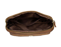 Brown Cool Mens Leather Waist Bag Belt Pouch Belt Bag Waist Phone Holder for Men