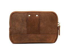 Brown Cool Mens Leather Waist Bag Belt Pouch Belt Bag Waist Phone Holder for Men