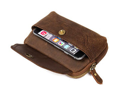 Brown Cool Mens Leather Waist Bag Belt Pouch Belt Bag Waist Phone Holder for Men