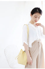 Yellow Cute LEATHER WOMENs Bucket Handbags SHOULDER Purse FOR WOMEN