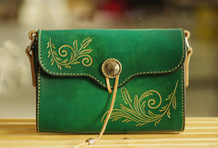 Handcraft retro crossbody leather floral hand dyed shoulder bag /handbag for women - EverHandmade