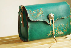 Handcraft retro crossbody leather floral hand dyed shoulder bag /handbag for women - EverHandmade