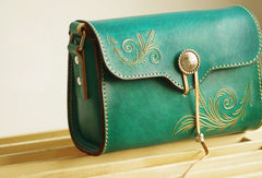 Handcraft retro crossbody leather floral hand dyed shoulder bag /handbag for women