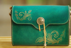 Handcraft retro crossbody leather floral hand dyed shoulder bag /handbag for women - EverHandmade