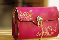Handcraft retro crossbody leather floral hand dyed shoulder bag /handbag for women - EverHandmade